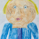 Von einem Kind gezeichnets Porträt von Frau Dickel